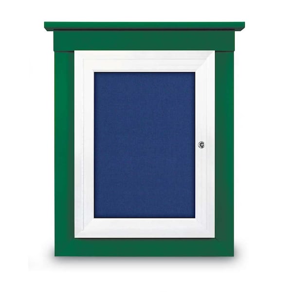 60"x48" 2-Door Enclosed Letterboard, Green Vinyl/Cherry